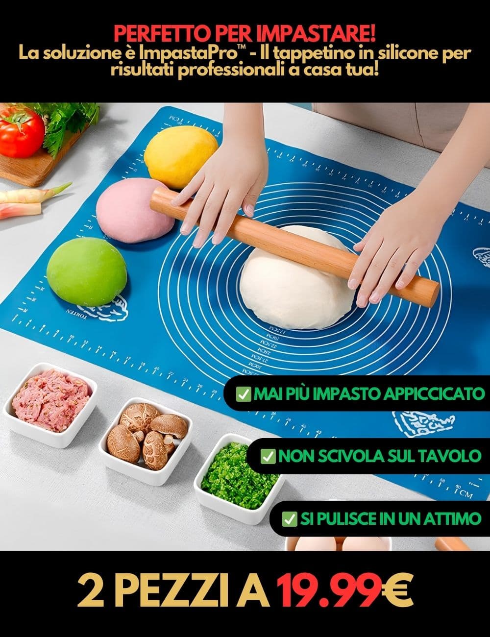 Tappetino Da Pasticceria In Silicone Extra Large 75x50cm - Antiscivolo, Antiaderente, Con Guide Per Misurare, Per Impastare E Cuocere
