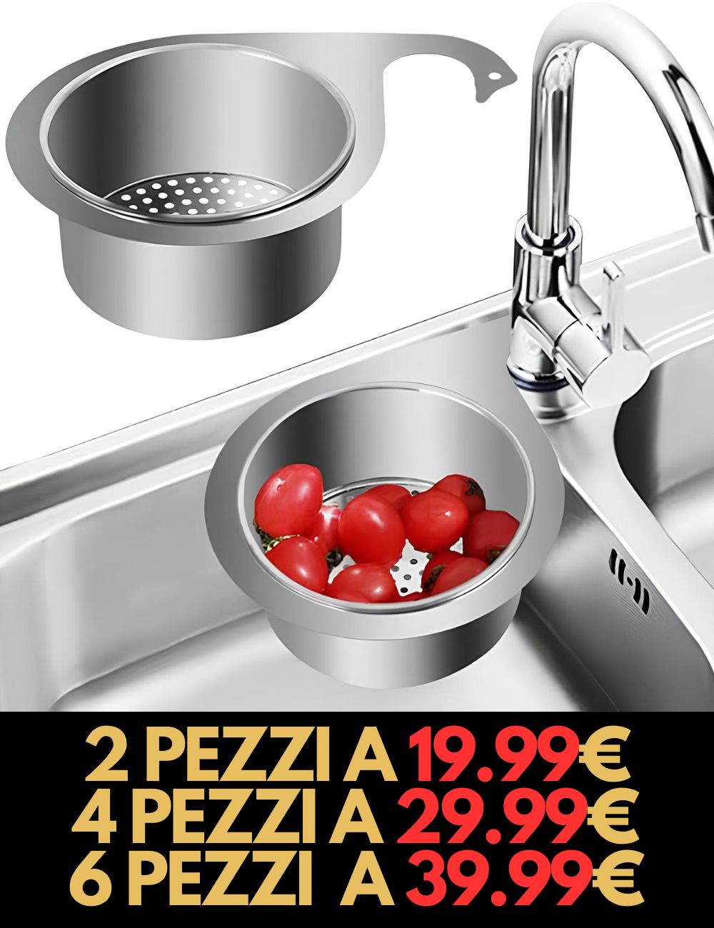 Scolatutto INOX - Semplice da Installare, Perfetto per Scolare Tutto